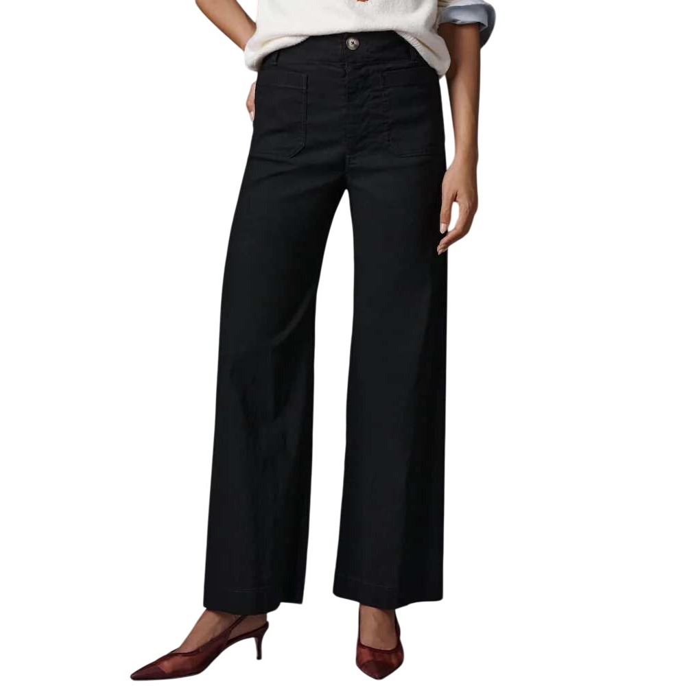 Anthropologie Maeve The Colette Wide Leg Trousers Womens 30T Black Ponte Knit